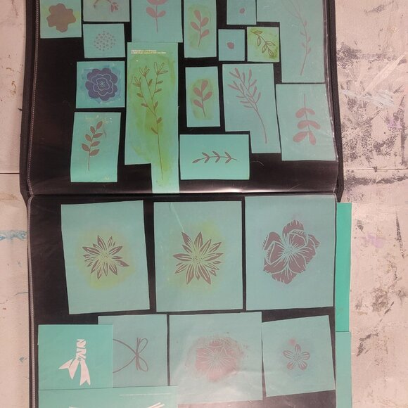 Bundle 4 ~ Reusable Silk Screen Stencils ~ 18 x 15 Binder~ Flowers, Garden, Bunn - Picture 14 of 16